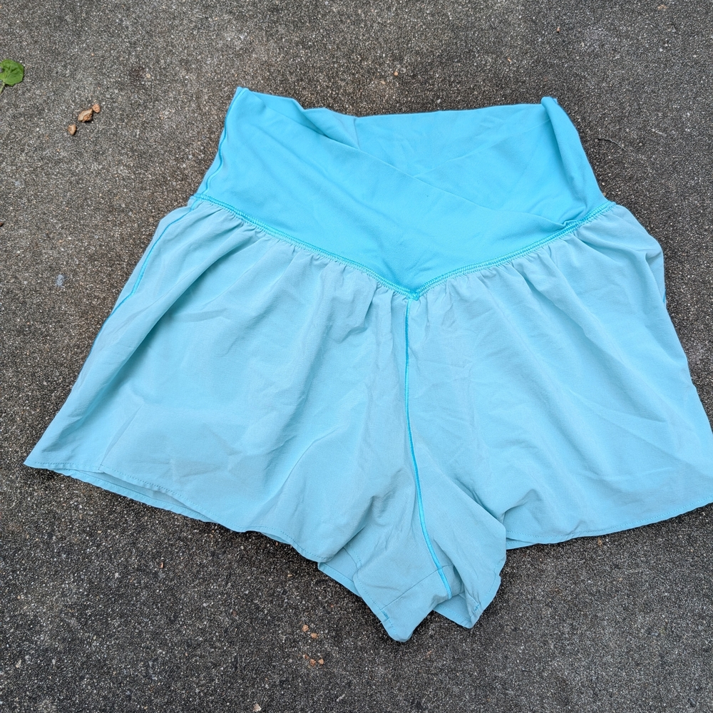 Women's Blue High-Waisted Shorts
